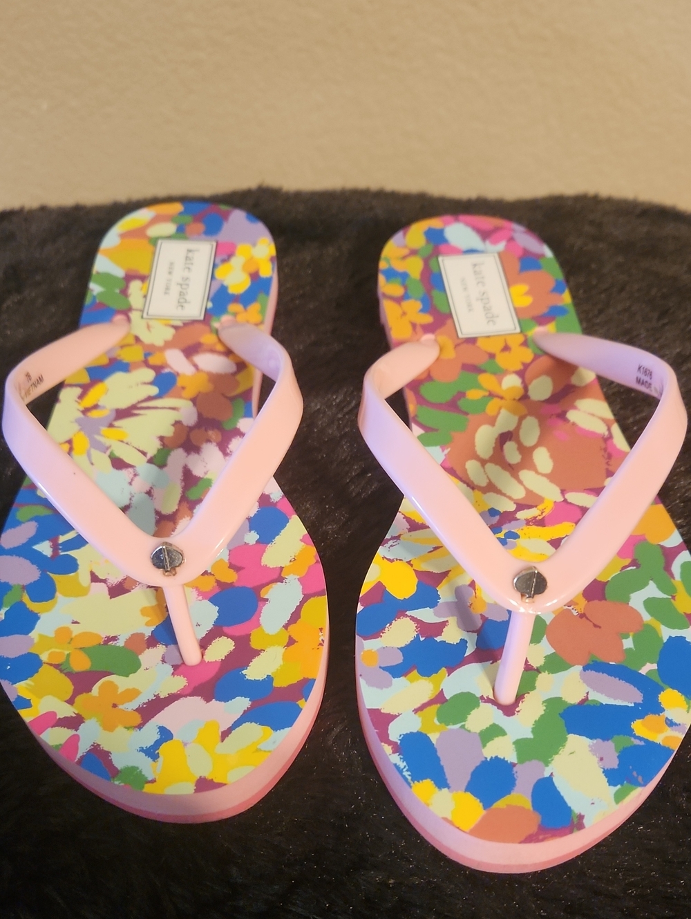 kate spade Pink-Strap Floral Multicolor Flip Flops